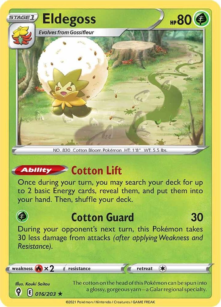 Eldegoss 016/203 card from SWSH07: Evolving Skies