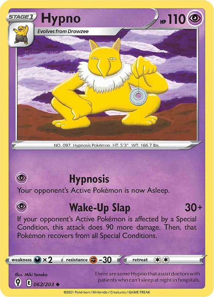 Hypno 062/203 card from SWSH07: Evolving Skies