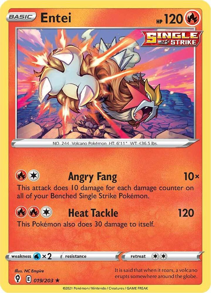 Entei 019/203 card from SWSH07: Evolving Skies