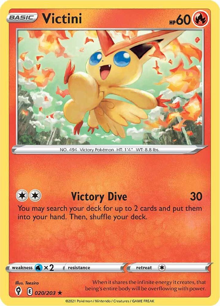 Victini 020/203 card from SWSH07: Evolving Skies