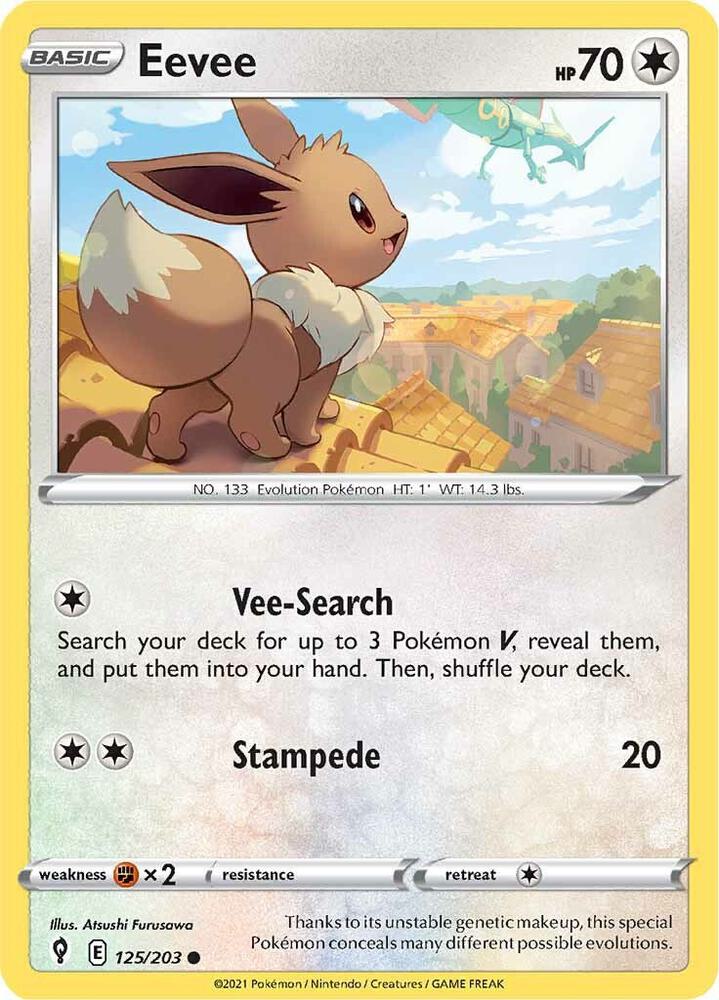Eevee 125/203 card from SWSH07: Evolving Skies