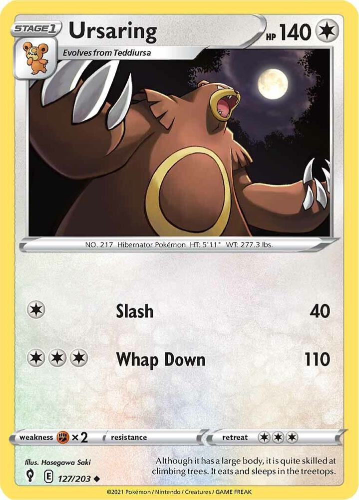 Ursaring 127/203 card from SWSH07: Evolving Skies