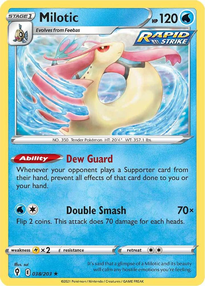Milotic 038/203 card from SWSH07: Evolving Skies