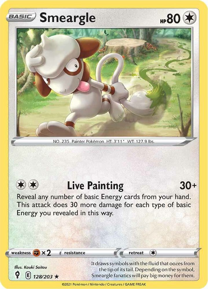 Smeargle 128/203 card from SWSH07: Evolving Skies