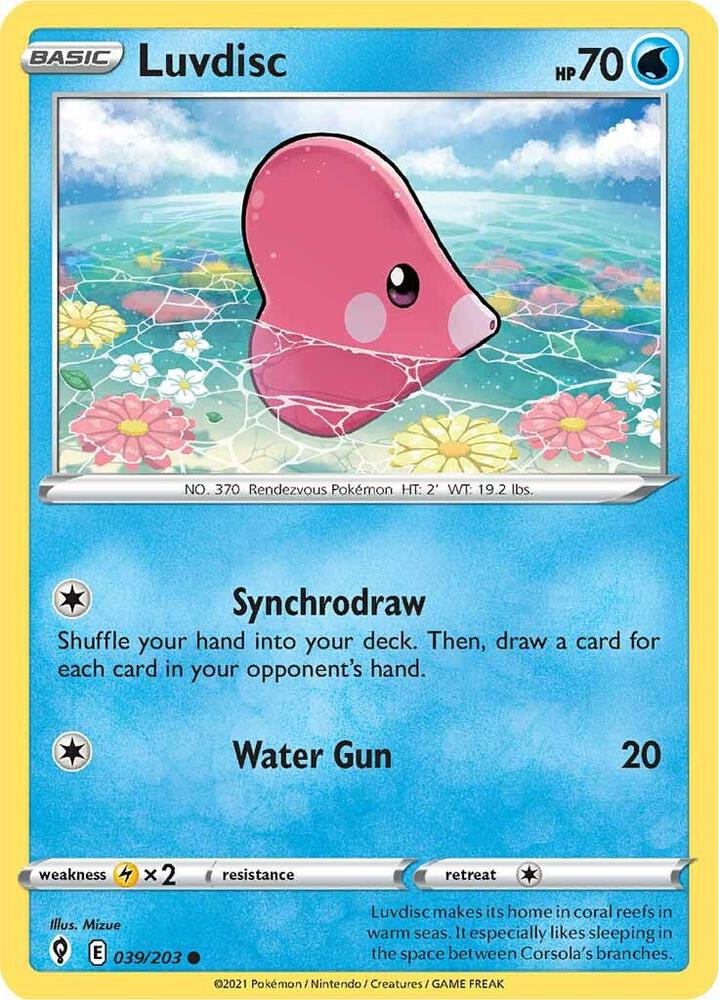 Luvdisc 039/203 card from SWSH07: Evolving Skies