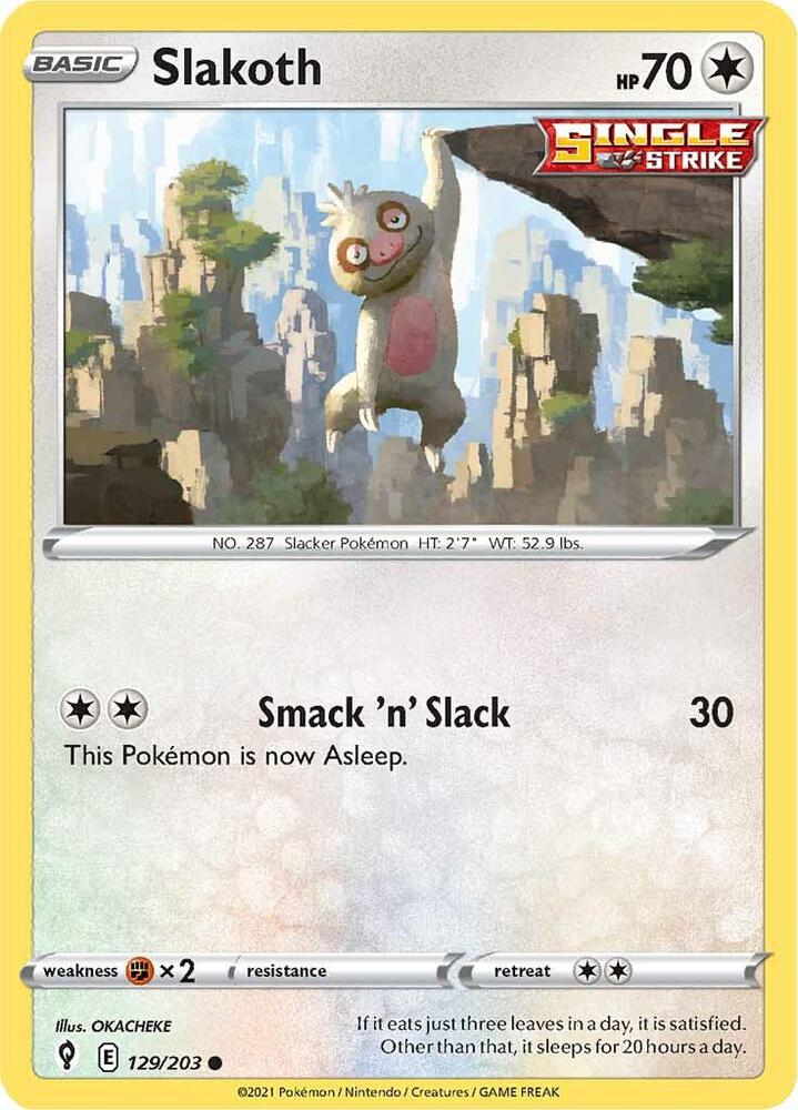 Slakoth 129/203 card from SWSH07: Evolving Skies