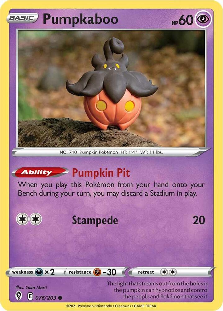 Pumpkaboo 076/203 card from SWSH07: Evolving Skies