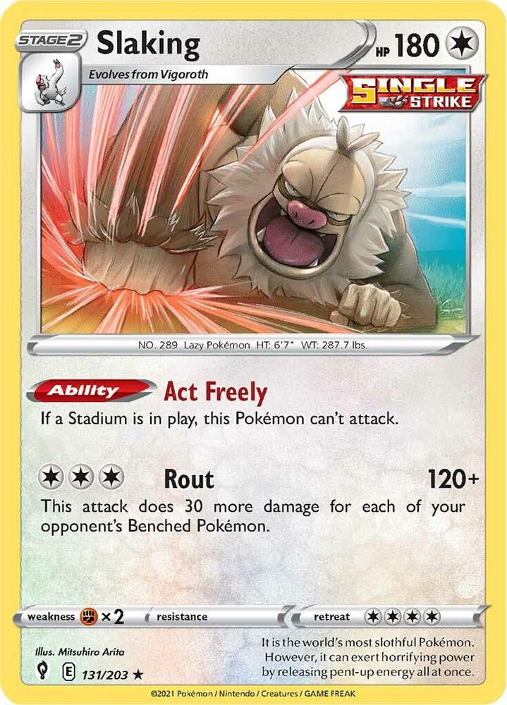 Slaking 131/203 card from SWSH07: Evolving Skies
