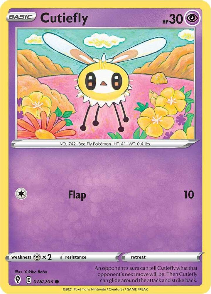 Cutiefly 078/203 card from SWSH07: Evolving Skies