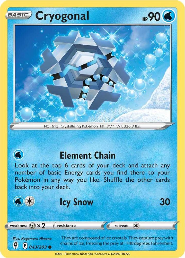 Cryogonal 043/203 card from SWSH07: Evolving Skies