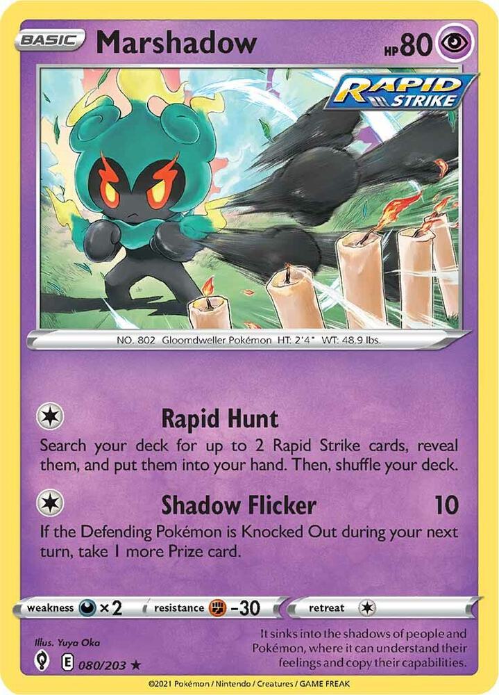 Marshadow 080/203 card from SWSH07: Evolving Skies