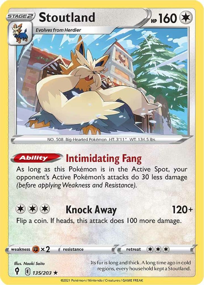 Stoutland 135/203 card from SWSH07: Evolving Skies