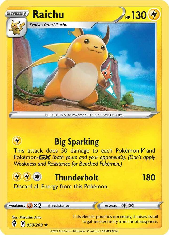 Raichu 050/203 card from SWSH07: Evolving Skies