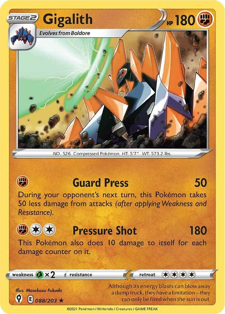 Gigalith 088/203 card from SWSH07: Evolving Skies