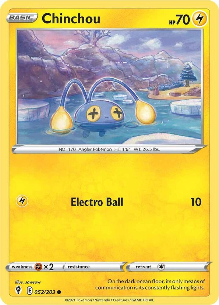 Chinchou 052/203 card from SWSH07: Evolving Skies
