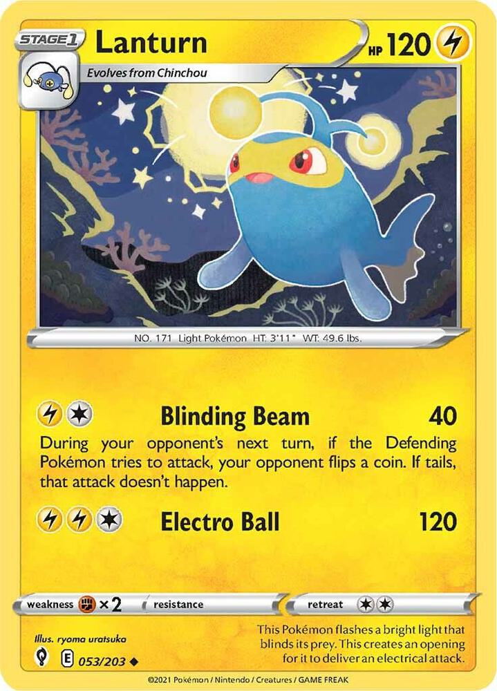 Lanturn 053/203 card from SWSH07: Evolving Skies