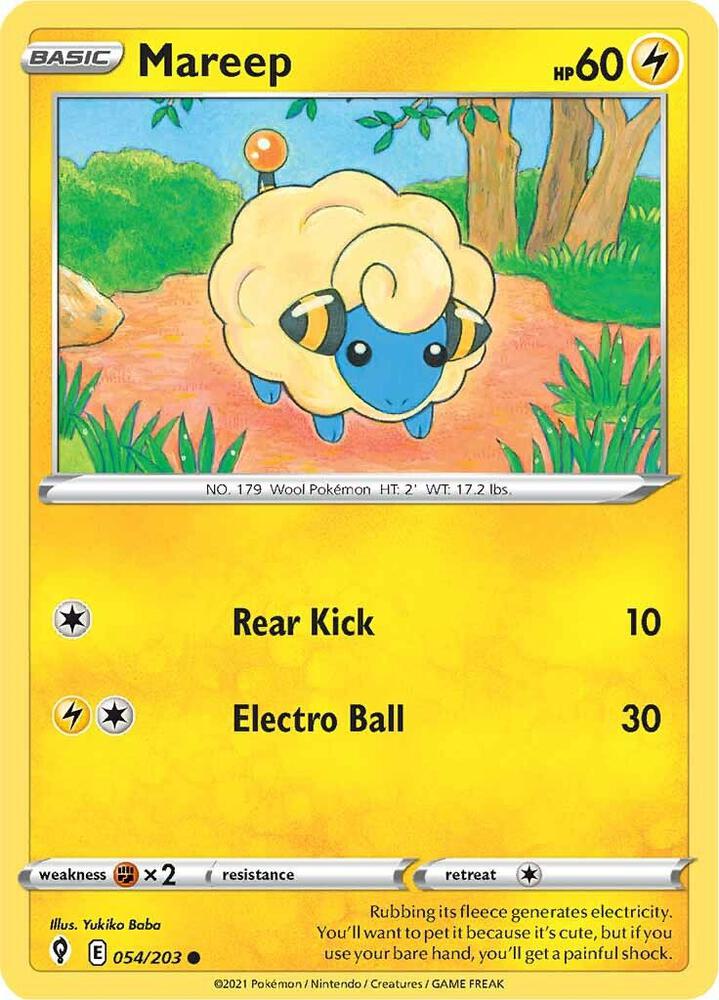 Mareep 054/203 card from SWSH07: Evolving Skies