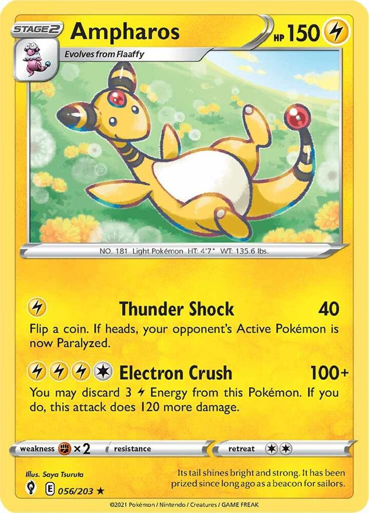Ampharos 056/203 card from SWSH07: Evolving Skies