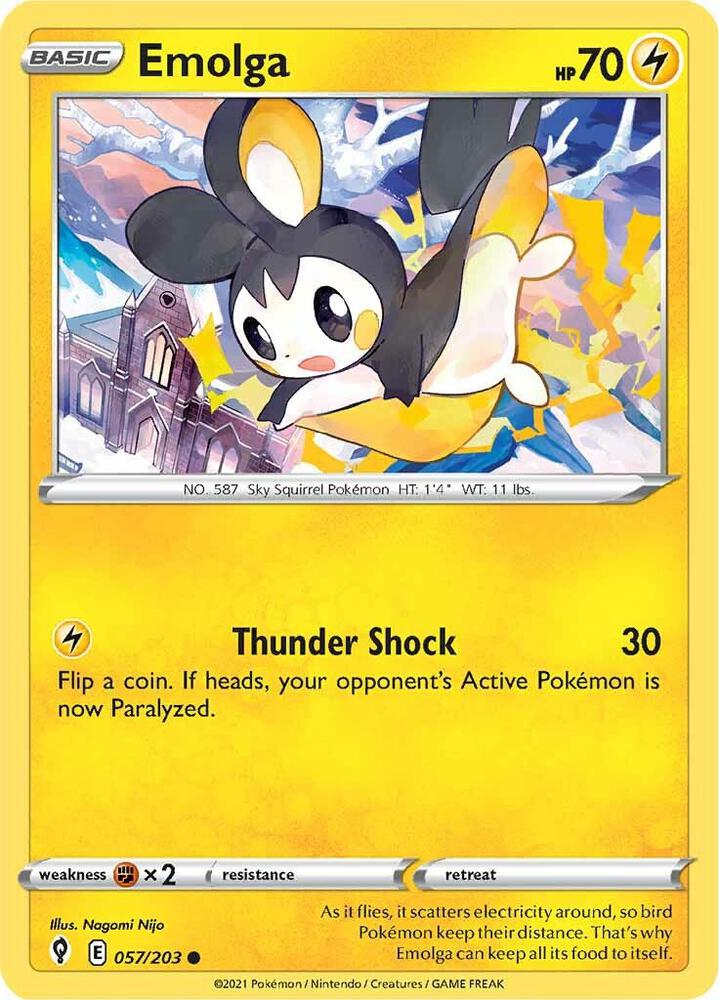 Emolga 057/203 card from SWSH07: Evolving Skies