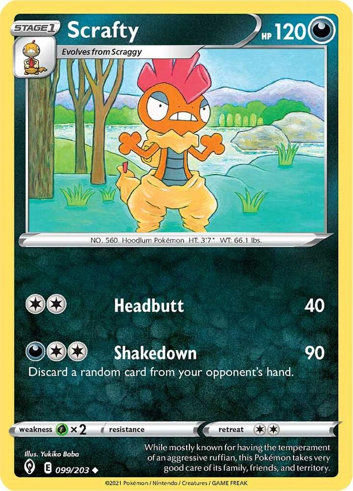 Scrafty 099/203 card from SWSH07: Evolving Skies