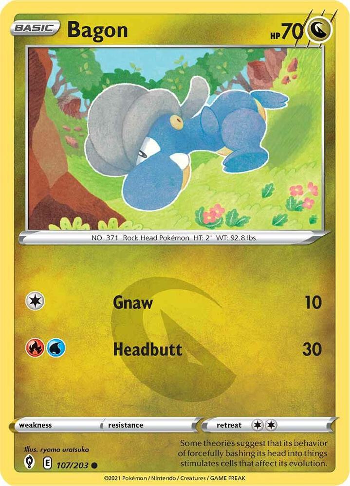 Bagon 107/203 card from SWSH07: Evolving Skies