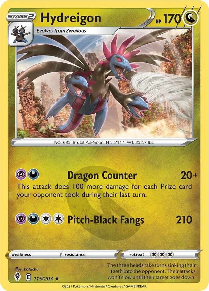 Hydreigon 115/203 card from SWSH07: Evolving Skies