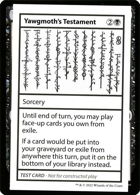 Yawgmoth's Testament (No PW Symbol) card from Mystery Booster: Convention Edition Exclusives