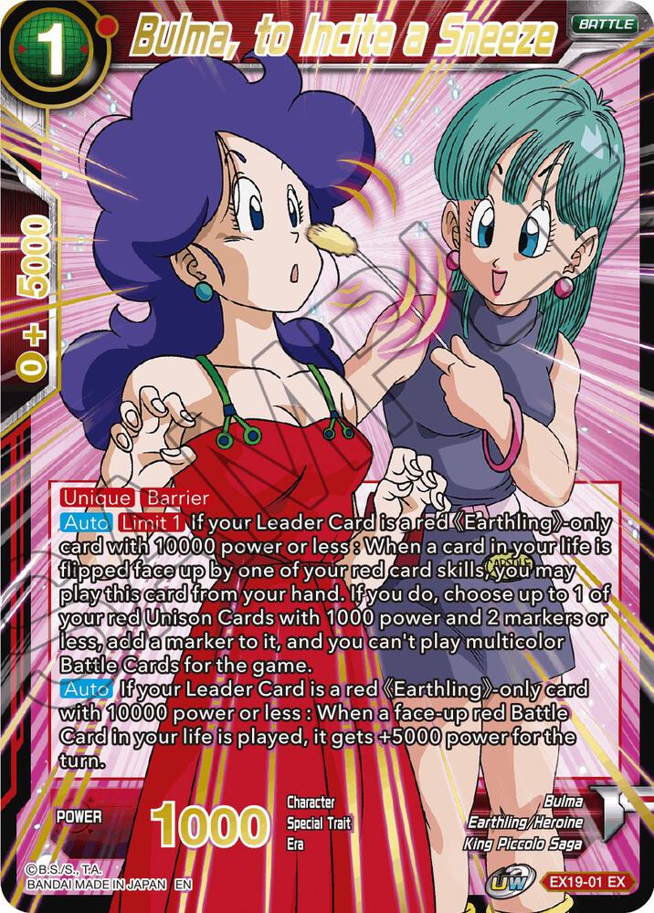 Bulma, to Incite a Sneeze EX19-01 card from Special Anniversary Set 2021