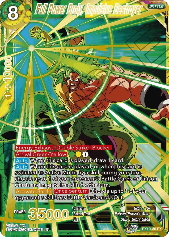 Full Power Broly, Impulsive Destroyer EX19-30 card from Special Anniversary Set 2021