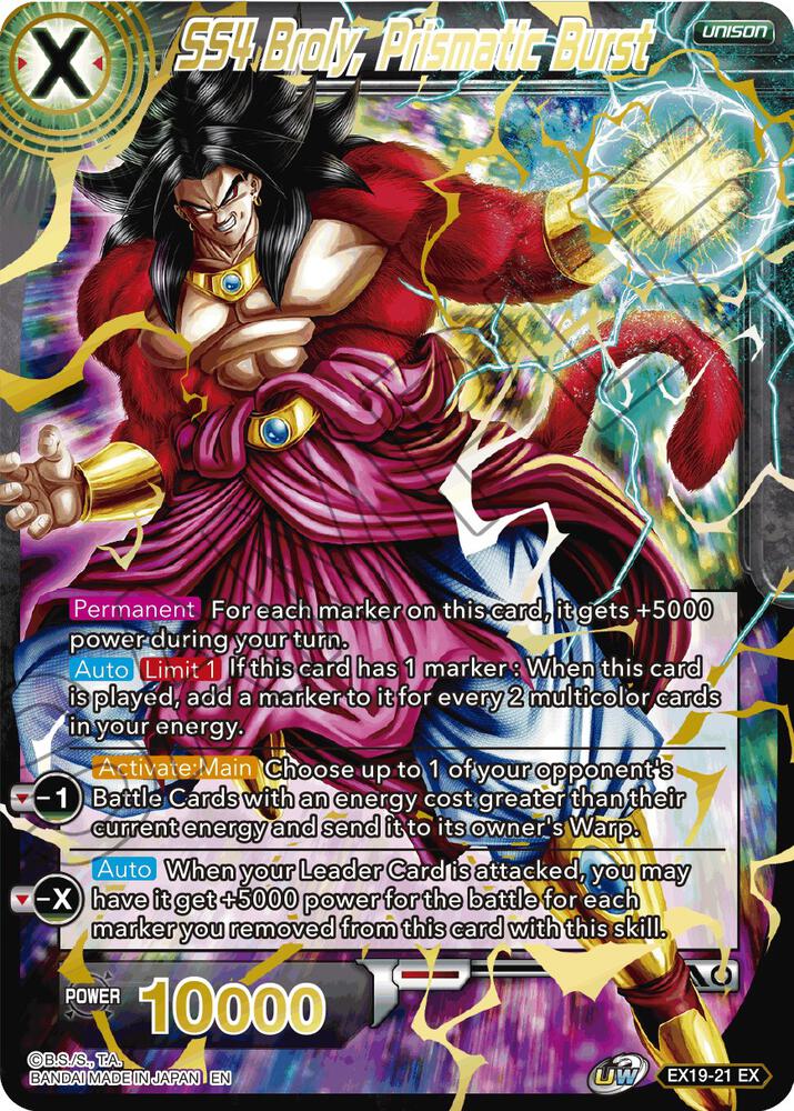 SS4 Broly, Prismatic Burst EX19-21 card from Special Anniversary Set 2021