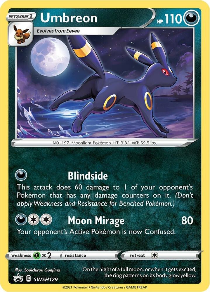Umbreon SWSH129 card from SWSH: Sword & Shield Promo Cards