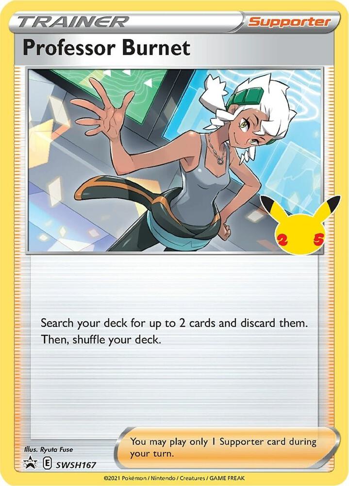 Professor Burnet (25th Anniversary Stamp) SWSH167 card from SWSH: Sword & Shield Promo Cards
