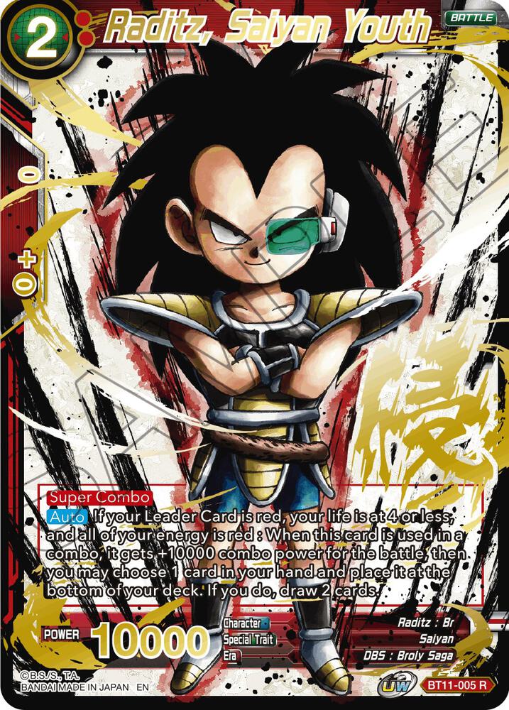 Raditz, Saiyan Youth (Alternate Art) BT11-005 card from Special Anniversary Set 2021