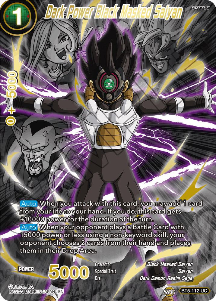 Dark Power Black Masked Saiyan (Alternate Art) BT5-112 card from Special Anniversary Set 2021
