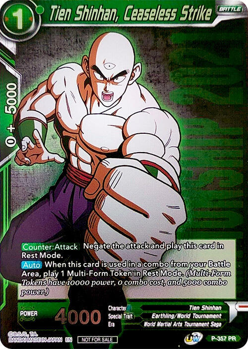 Tien Shinhan, Ceaseless Strike (Championship Pack 2021 Vol.3) P-357 card from Promotion Cards