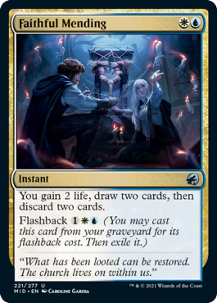 Faithful Mending 221 card from Innistrad: Midnight Hunt