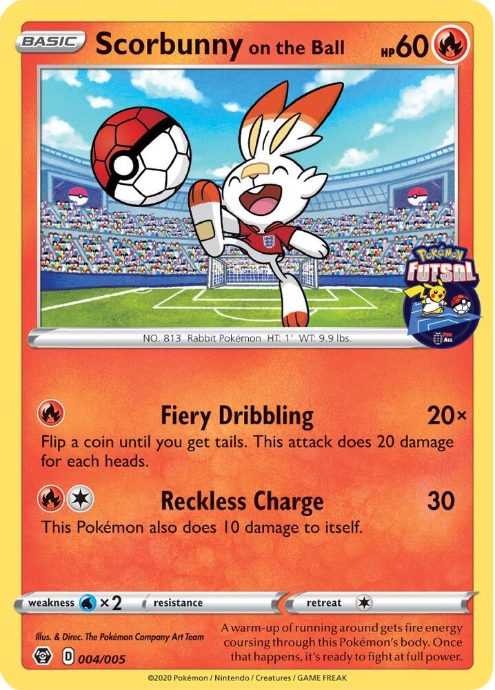 Scorbunny on the Ball (Pokemon Futsal) 004/005 card from Miscellaneous Cards & Products
