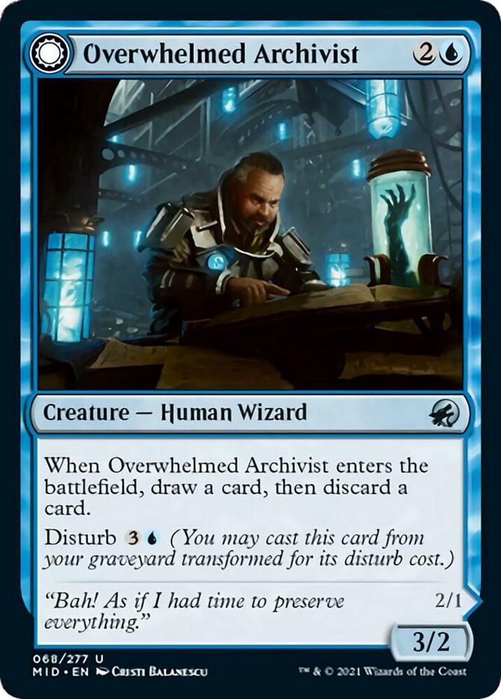 Overwhelmed Archivist 68 card from Innistrad: Midnight Hunt