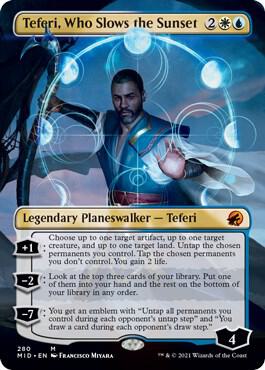 Teferi, Who Slows the Sunset (Borderless) 280 card from Innistrad: Midnight Hunt