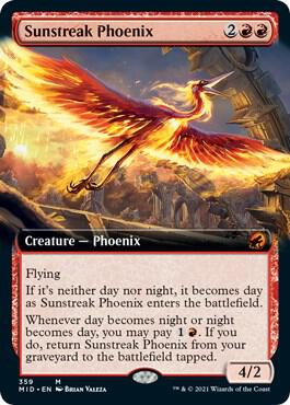 Sunstreak Phoenix (Extended Art) 359 card from Innistrad: Midnight Hunt