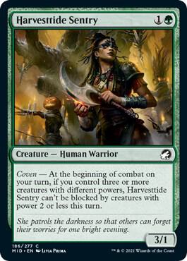 Harvesttide Sentry 186 card from Innistrad: Midnight Hunt