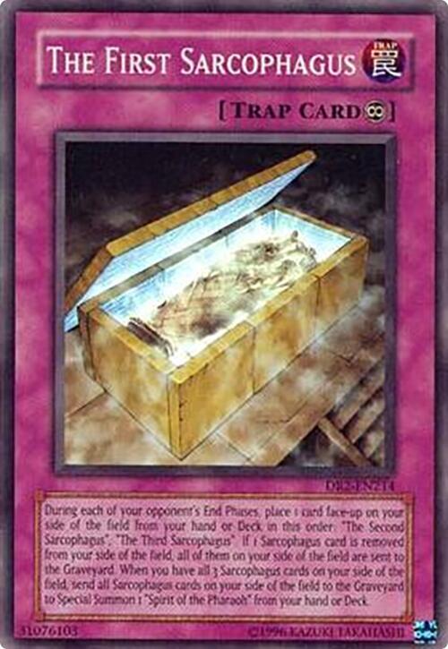 The First Sarcophagus DR2-EN214 card from Dark Revelation Volume 2
