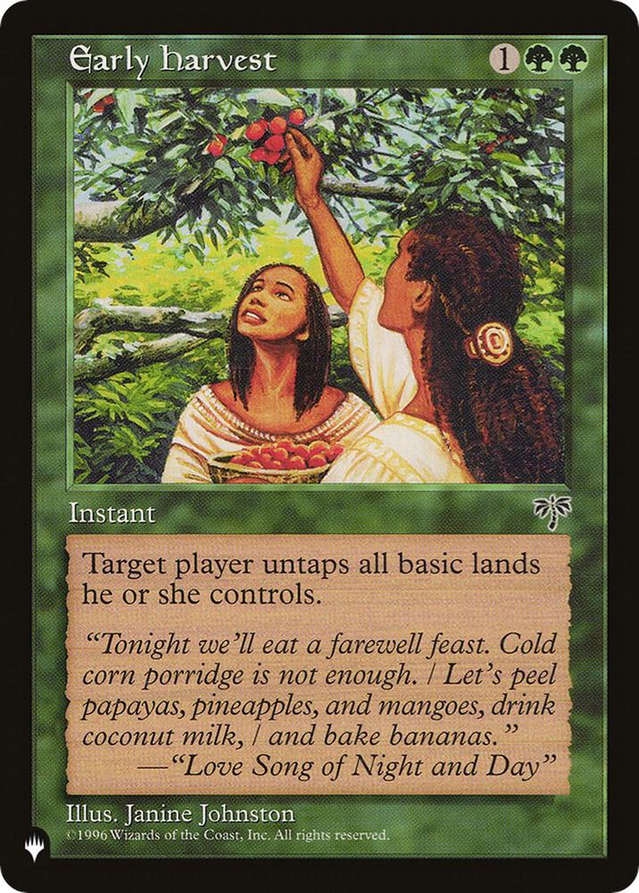 Early Harvest card from The List Reprints