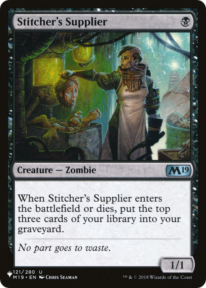 Stitcher's Supplier 121/280 card from The List Reprints