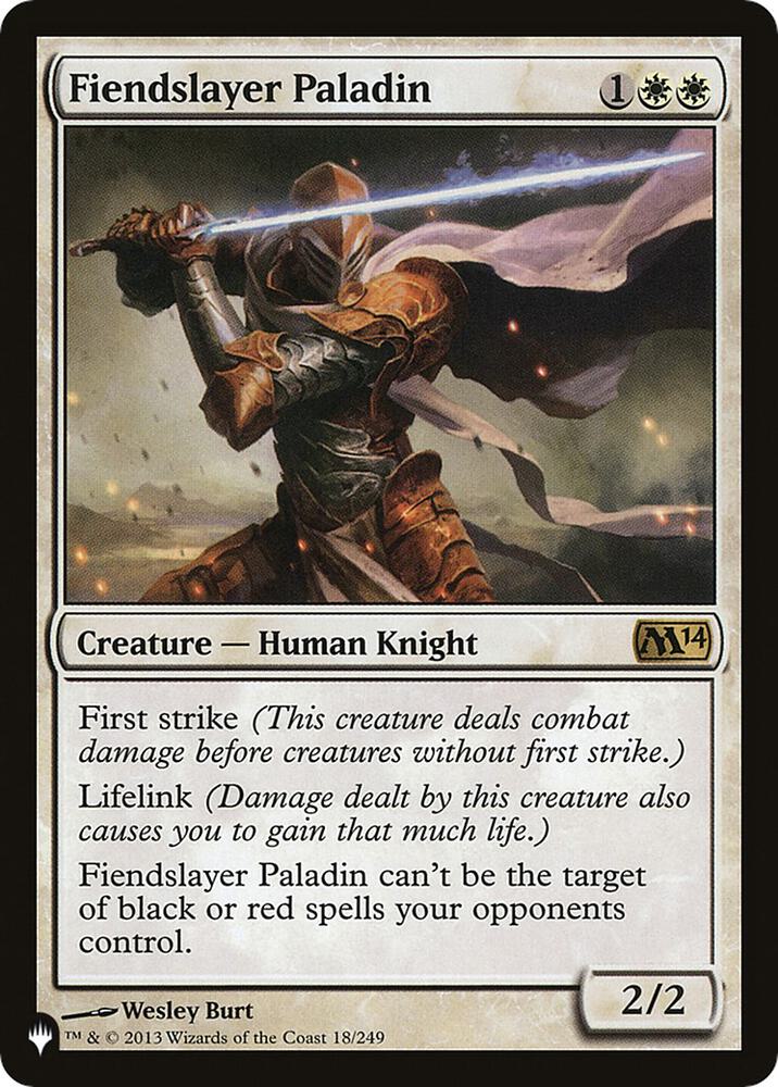 Fiendslayer Paladin 18/249 card from The List Reprints