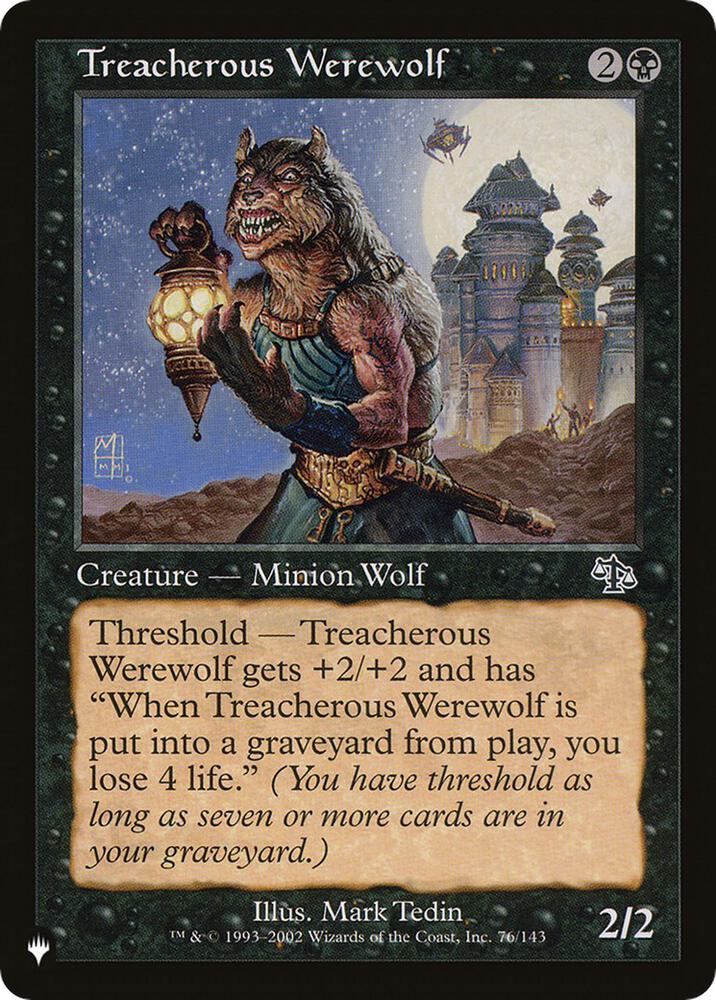 Treacherous Werewolf 76/143 card from The List Reprints