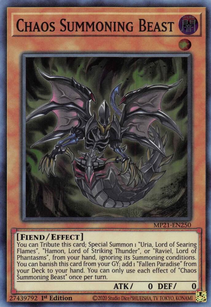 Chaos Summoning Beast MP21-EN250 card from 2021 Tin of Ancient Battles