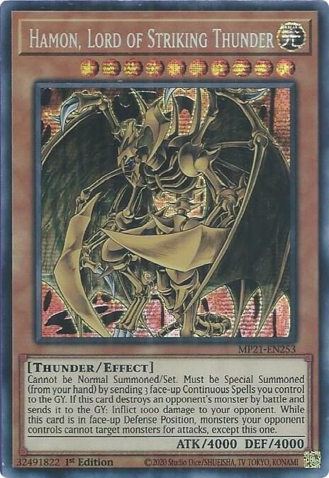 Hamon, Lord of Striking Thunder MP21-EN253 card from 2021 Tin of Ancient Battles