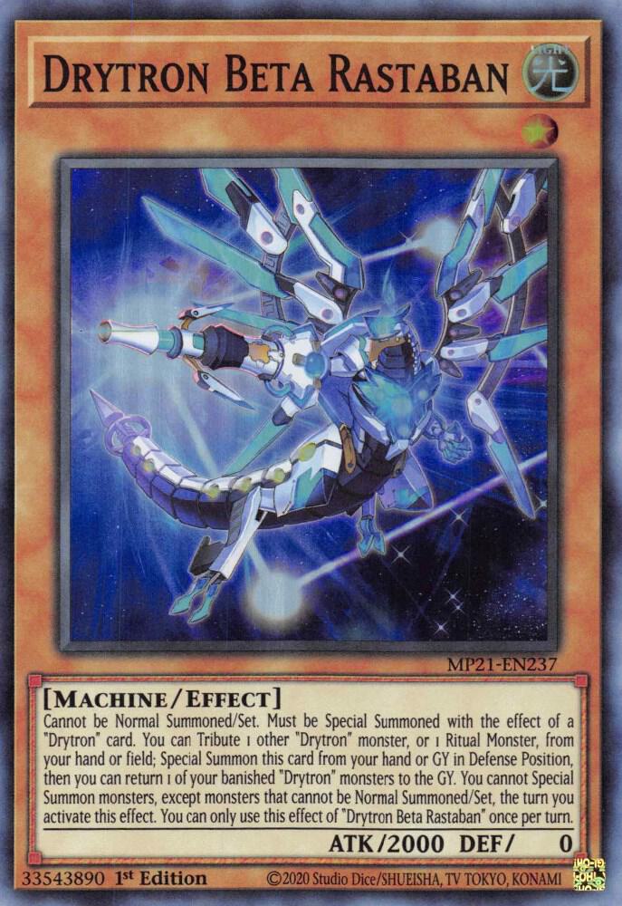 Drytron Beta Rastaban MP21-EN237 card from 2021 Tin of Ancient Battles