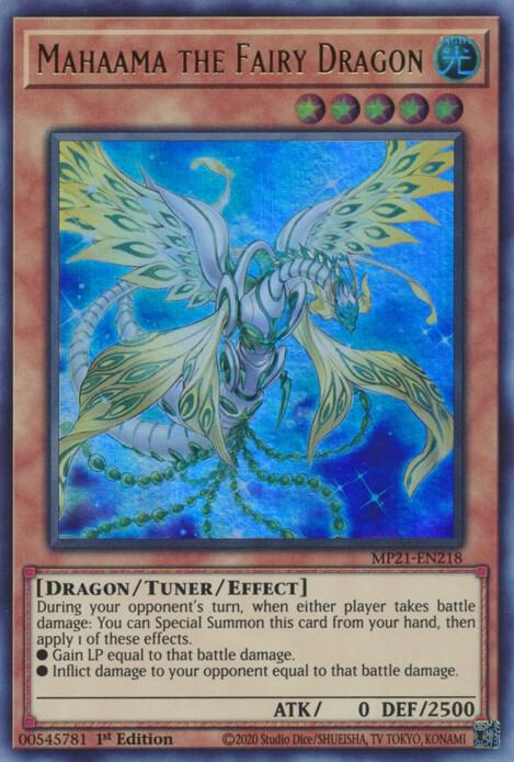 Mahaama the Fairy Dragon MP21-EN218 card from 2021 Tin of Ancient Battles